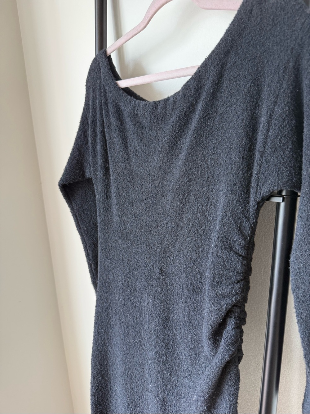 Abercrombie & Fitch Black Long-Sleeve Scoop Neck/On The Shoulder Maxi Dress